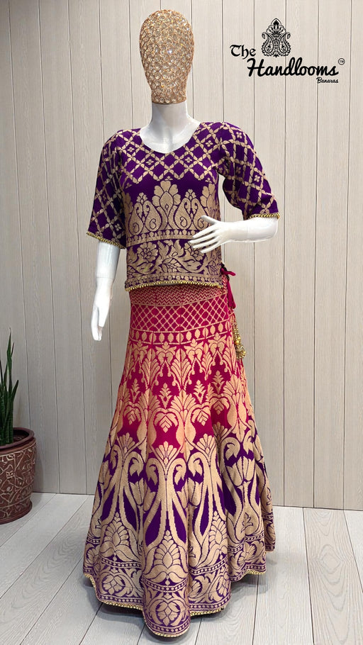 Pure Khaddi Georgette Bandhani Handloom Banarasi Lehenga - The Handlooms