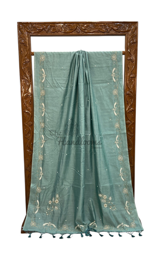 Pure Moonga Georgette Handloom Banarasi Saree With Handwork - The Handlooms
