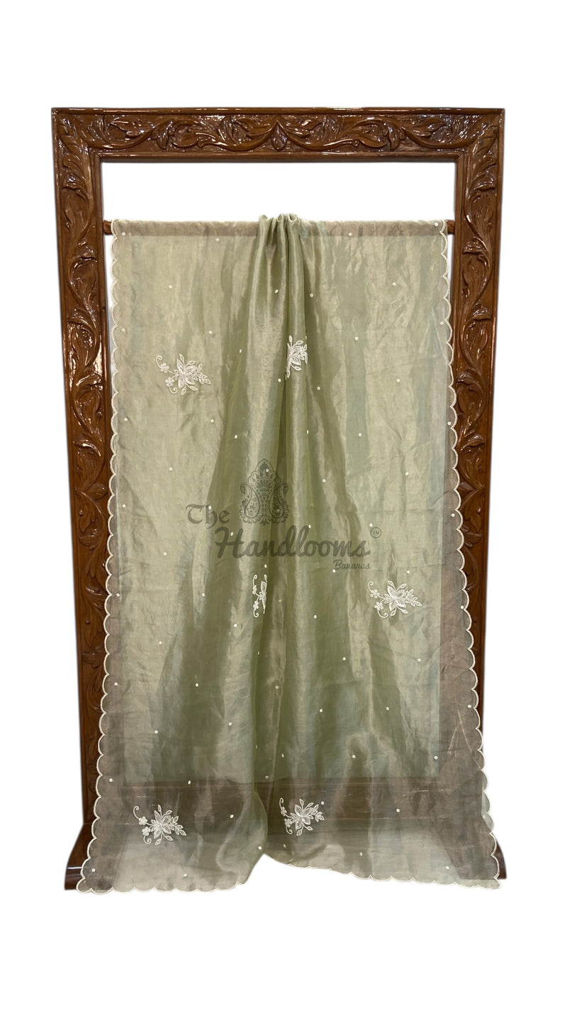 Pure Kora Tissue Handloom Banarasi Saree - Handwork - The Handlooms