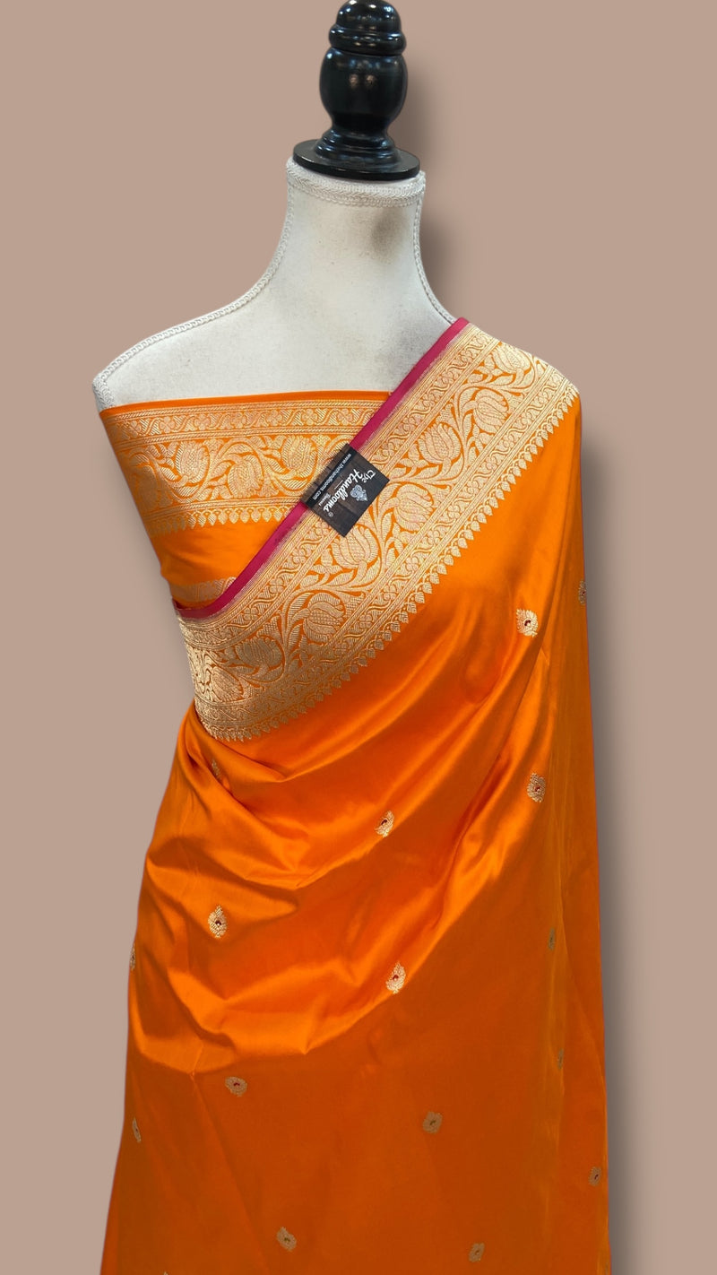 Pure Katan Silk Banarasi Handloom Saree - All Over Kadua Motifs - The Handlooms