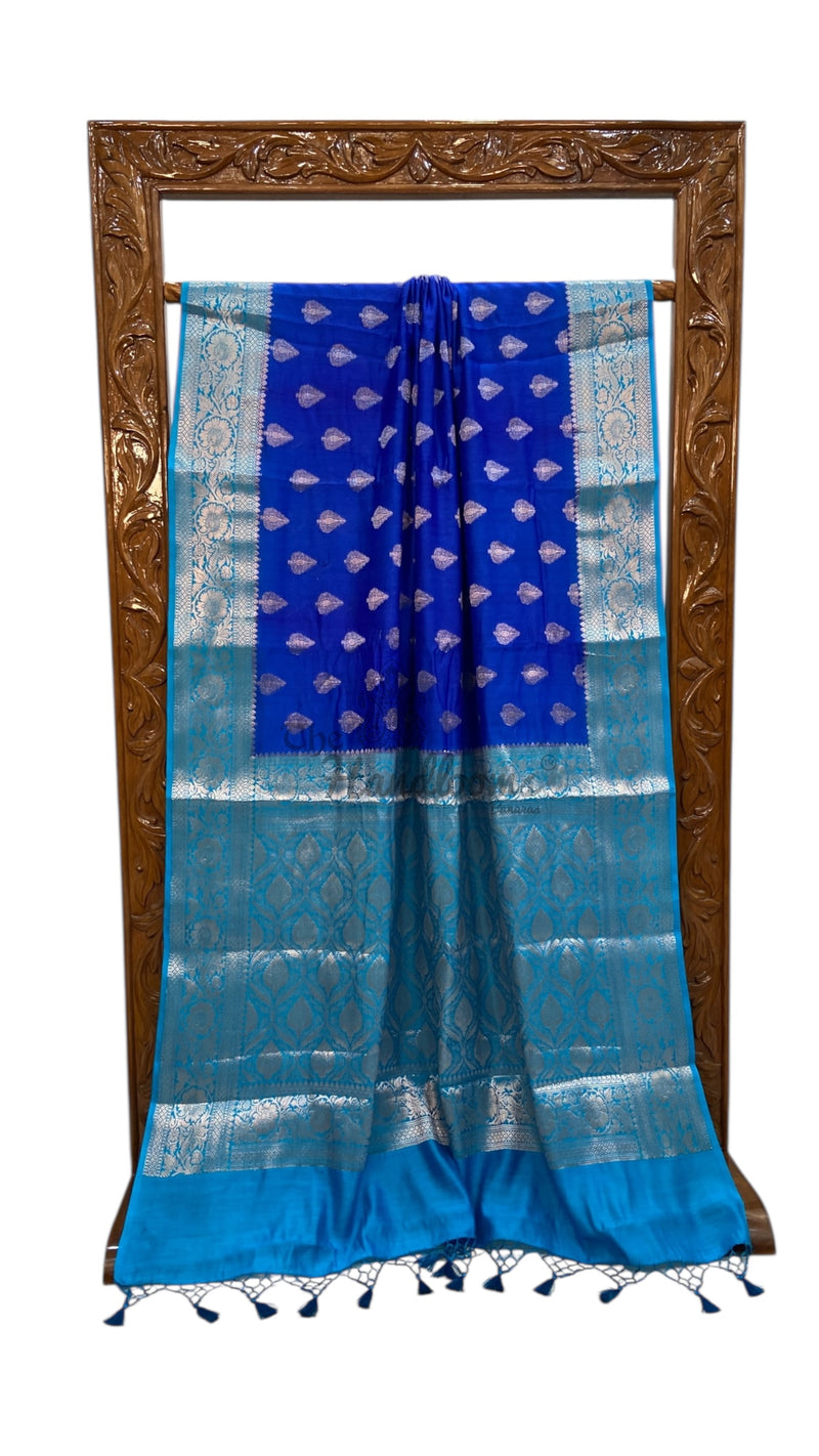 Pure Dupion Silk Banarasi Saree - Gold Zari - The Handlooms