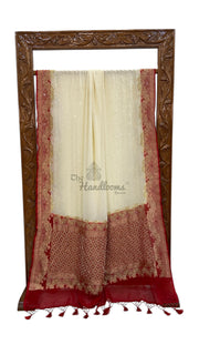 Khaddi Georgette Handloom Banarasi Saree with Handwork: Gota Patti, Zardozi, Diamond Chain, Katdana, and Abla Detailing - The Handlooms