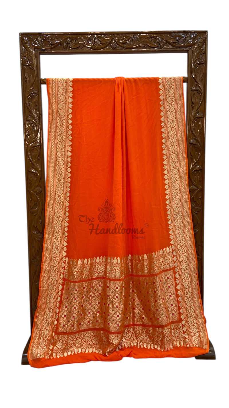 Khaddi Georgette Handloom Banarasi Saree - The Handlooms