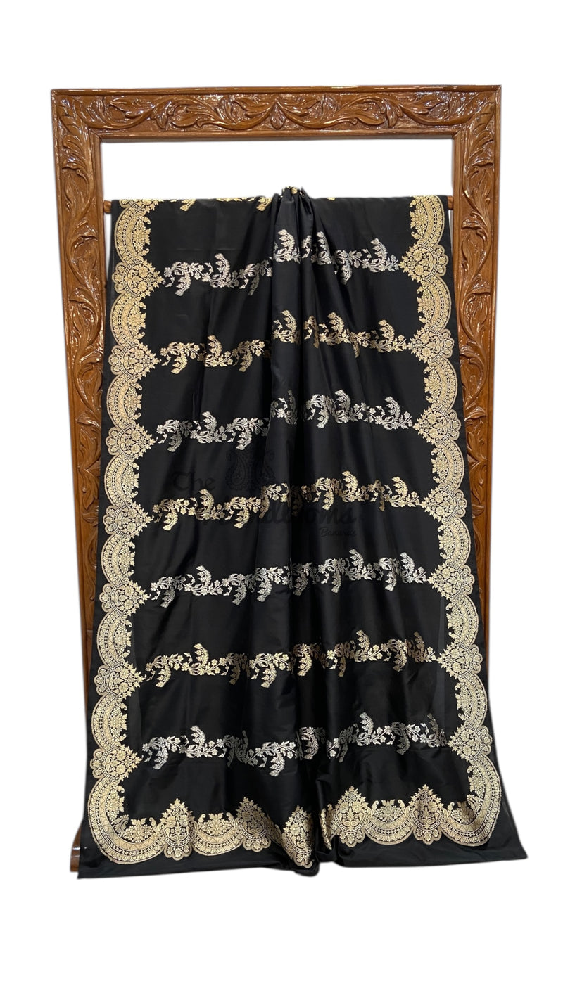 Pure Katan Silk Banarasi Handloom Saree - All Over Soona Roopa Kadua Stripe