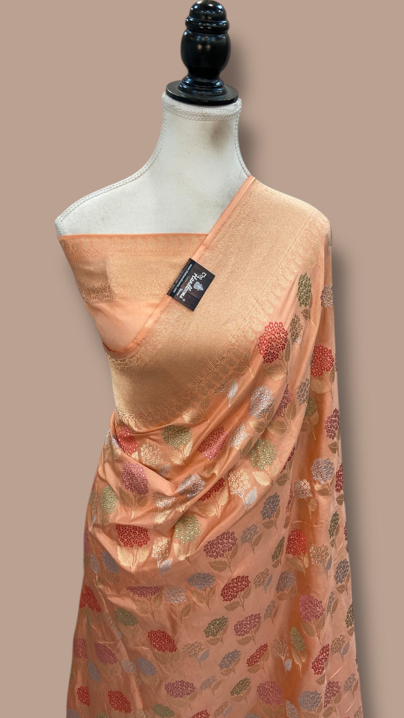 Pure Katan Silk Banarasi Handloom Saree - All over Jaal work - With Meenakari