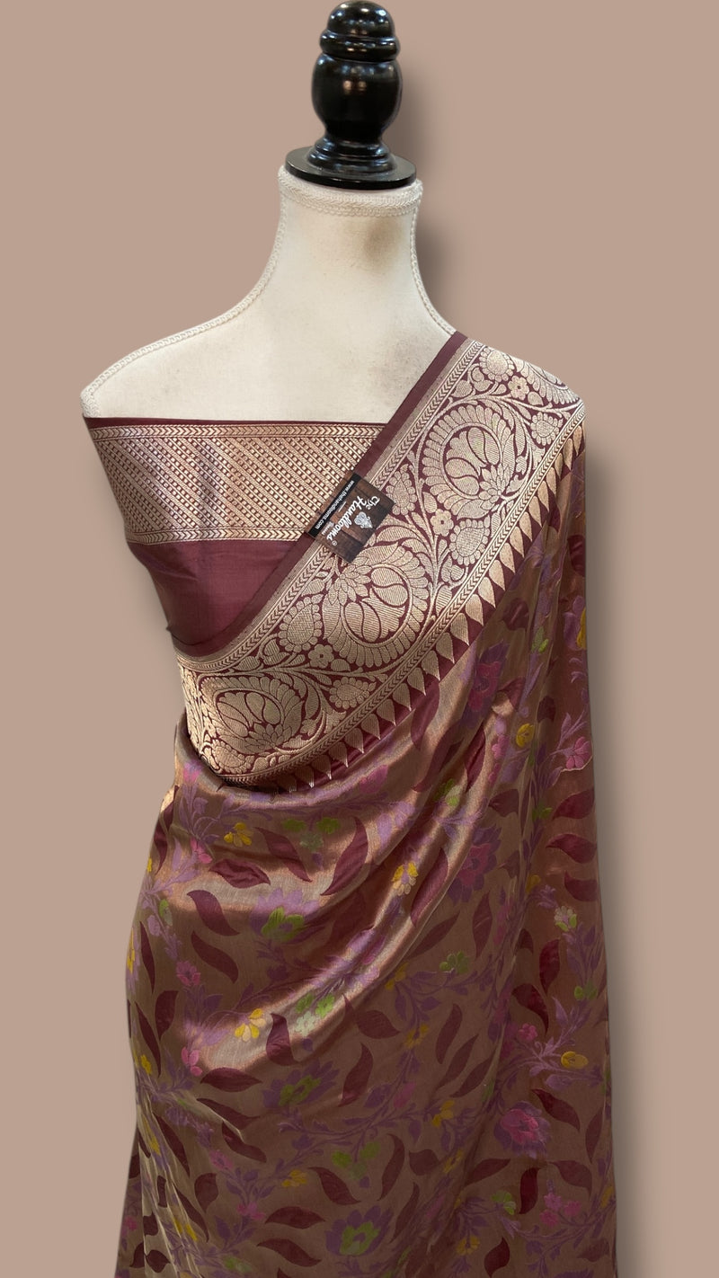 Regal Pure Katan Silk Banarasi Saree – Handwoven Tanchui Brocade With Meenakari Jaal Work