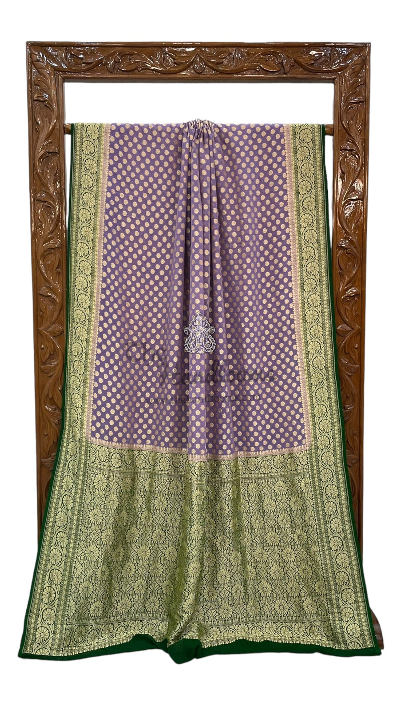 Pure Khaddi Georgette Banarasi Saree -  Gold zari - The Handlooms