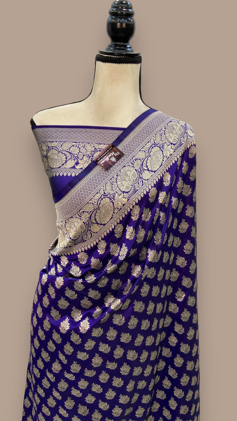 Pure Katan Silk Banarasi Handloom Saree - All Over Jaal Work - The Handlooms