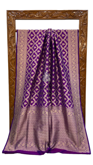 Pure Katan Silk Banarasi Handloom Saree - All Over Jaal Work