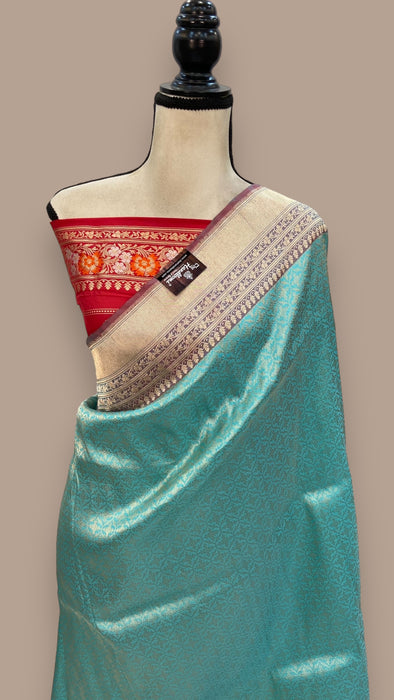 Pure Katan Silk Banarasi Handloom Saree - Tanchui Brocade With Meenakari