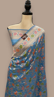 Pure Katan Silk Banarasi Handloom Saree - All over Jaal work with Meenakari - The Handlooms