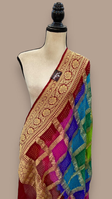 Pure Georgette Banarasi Bandhej Handloom Dupatta