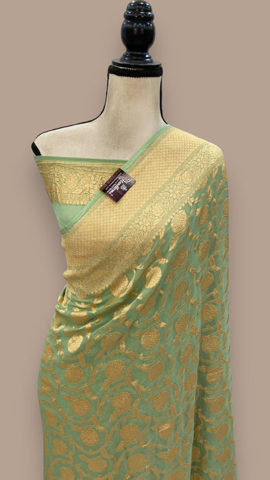 Khaddi Georgette Banarasi Saree - Gold zari