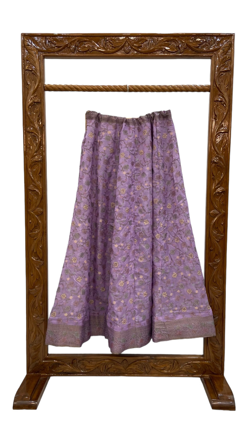 Pure Butter Crepe Handloom Banarasi Lehenga - Stitched - The Handlooms