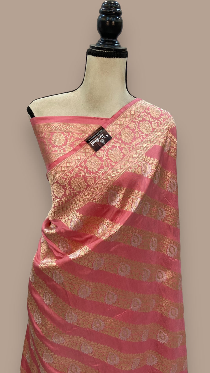 Pure Katan Silk Banarasi Handloom Saree - All over Sona Roopa Jaal work - The Handlooms