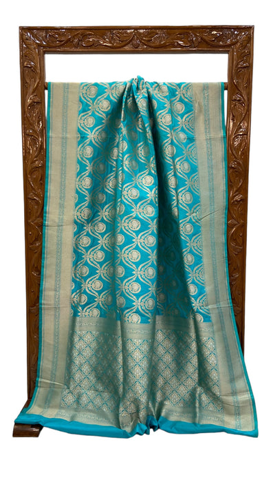 Pure Katan Silk Banarasi Handloom Saree - All over Sona Roopa Jaal work