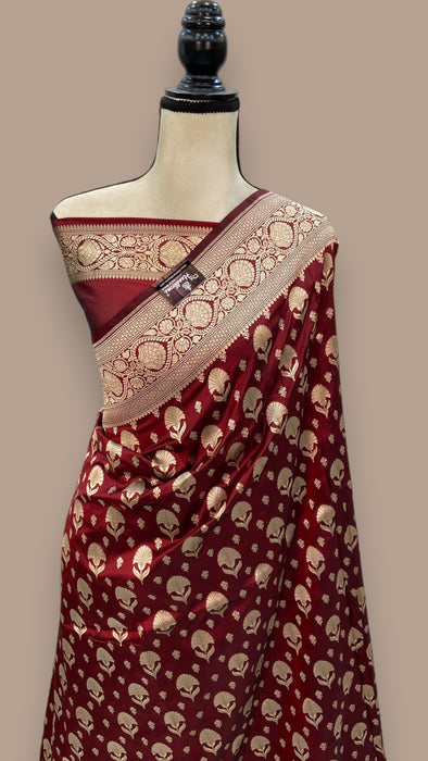 Pure Katan Silk Banarasi Handloom Saree - All over Jaal work