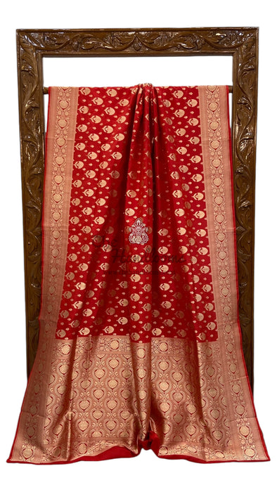 Pure Katan Silk Banarasi Handloom Saree - All over Jaal work