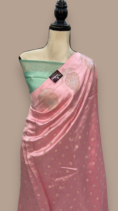 Pink Pure Mango Silk Banarasi Handloom Saree