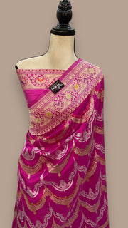 Pure Katan Silk Banarasi Handloom Saree - All over Sona Roopa kadiyal Jaal work - The Handlooms
