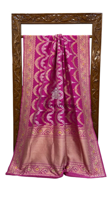 Pure Katan Silk Banarasi Handloom Saree - All over Sona Roopa kadiyal Jaal work