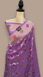 Pure Katan Silk Banarasi Handloom Saree - All over Jaal work - With Meenakari - The Handlooms