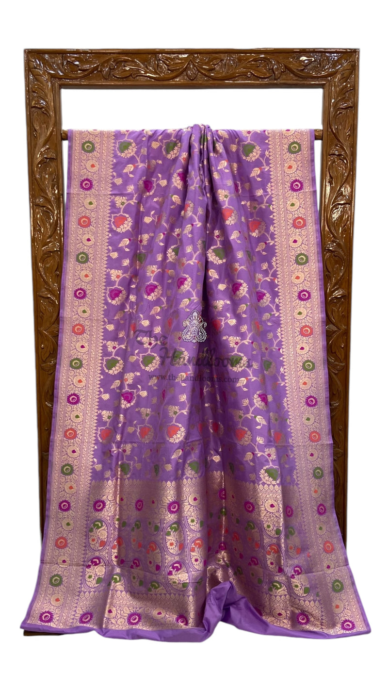 Pure Katan Silk Banarasi Handloom Saree - All over Jaal work - With Meenakari - The Handlooms