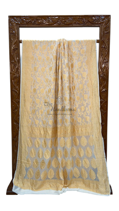 Pure Khaddi Georgette Banarasi Saree -  Gold zari