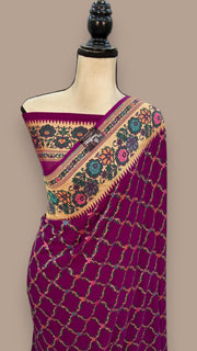 Pure Georgette Banarasi Handloom Saree - with meenakari work - The Handlooms