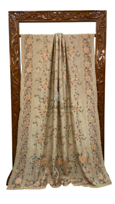 Moonga Georgette Handloom Banarasi Saree With Chikankari