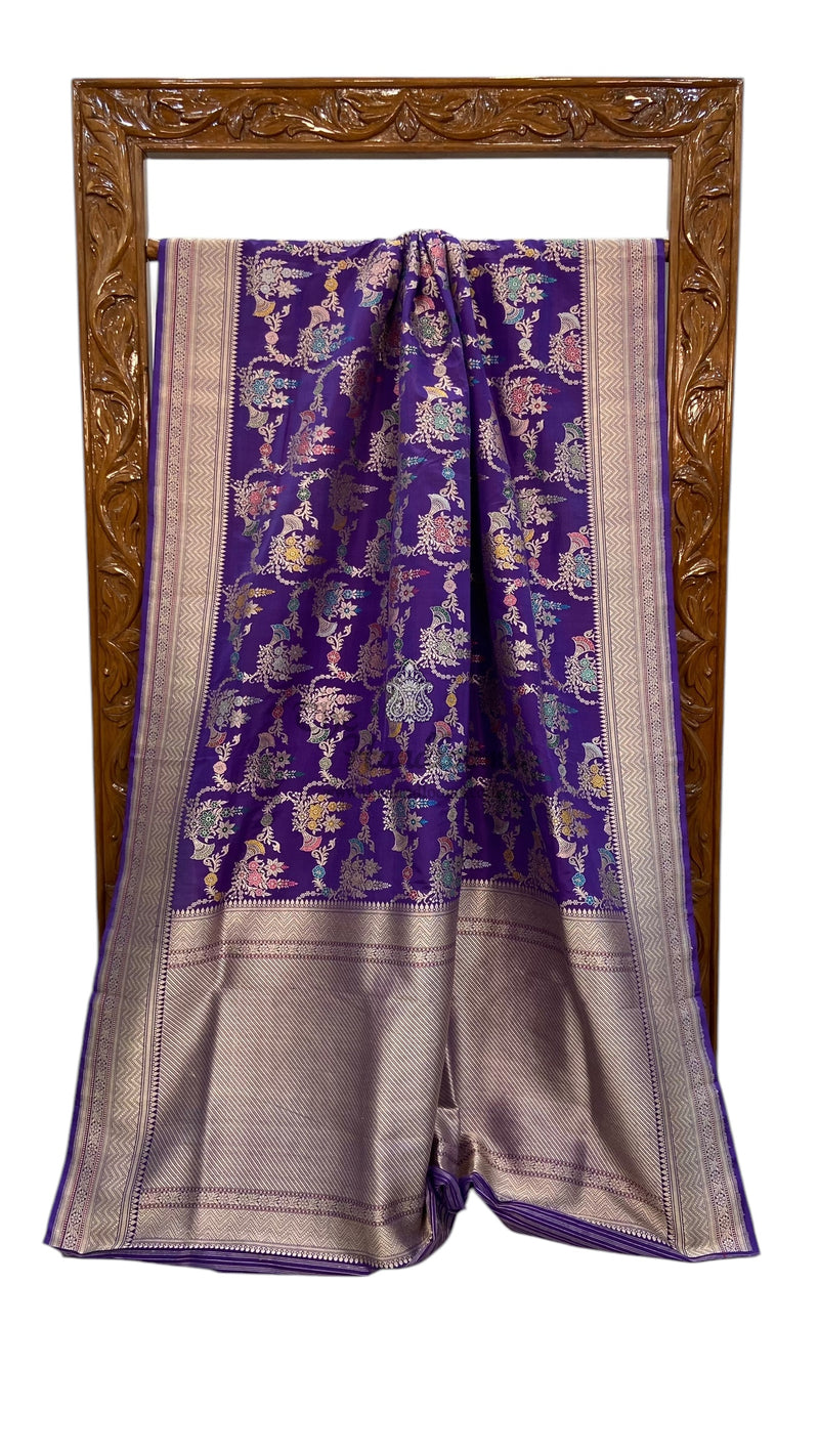Ektara Pure Katan Silk Banarasi Handloom Saree - All over kadiyal Jaal work - The Handlooms