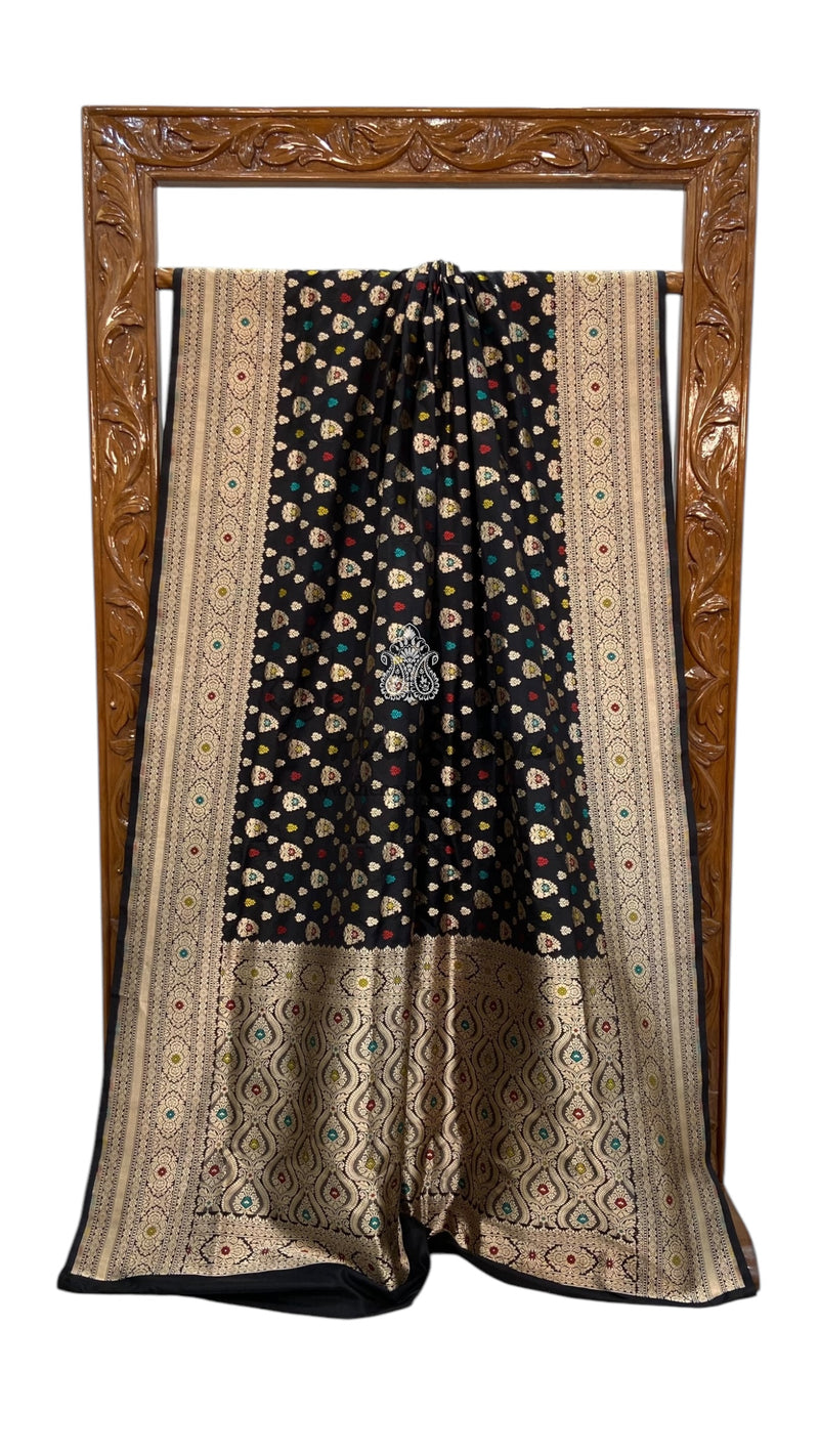 Pure Katan Silk Banarasi Handloom Saree - All over Jaal work With Meenakari - The Handlooms