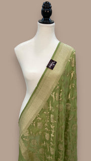 Khaddi Georgette Handloom Banarasi Dupatta - The Handlooms