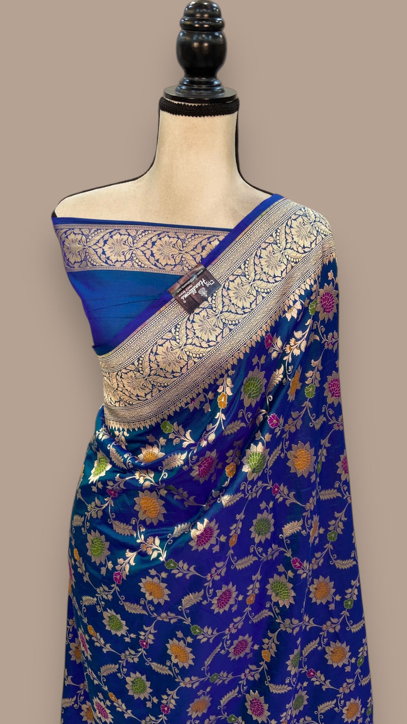 Pure Katan Silk Banarasi Handloom Saree - All over Jaal work - With Meenakari - The Handlooms