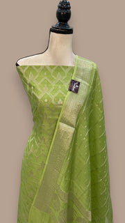 Pure Chanderi Cotton Banarasi Dress material - The Handlooms
