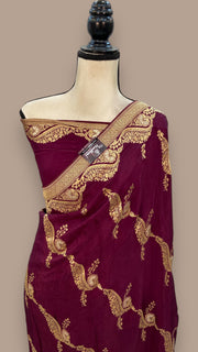 Pure Khaddi Crepe Silk Banarasi Saree - The Handlooms