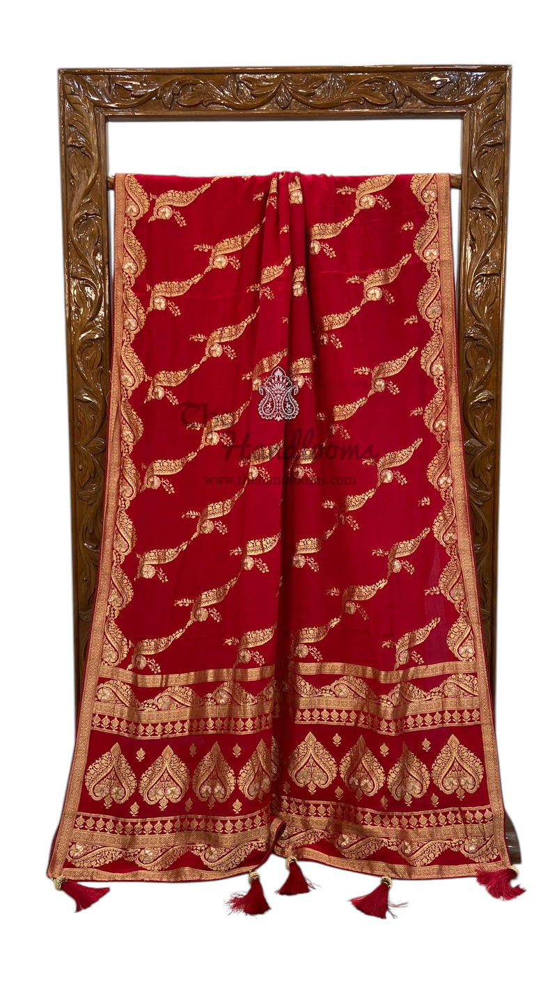 Pure Khaddi Crepe Silk Banarasi Saree - The Handlooms