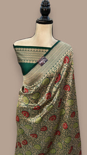 Pure Katan Silk Banarasi Handloom Saree - Tanchui Brocade With Meenakari - The Handlooms
