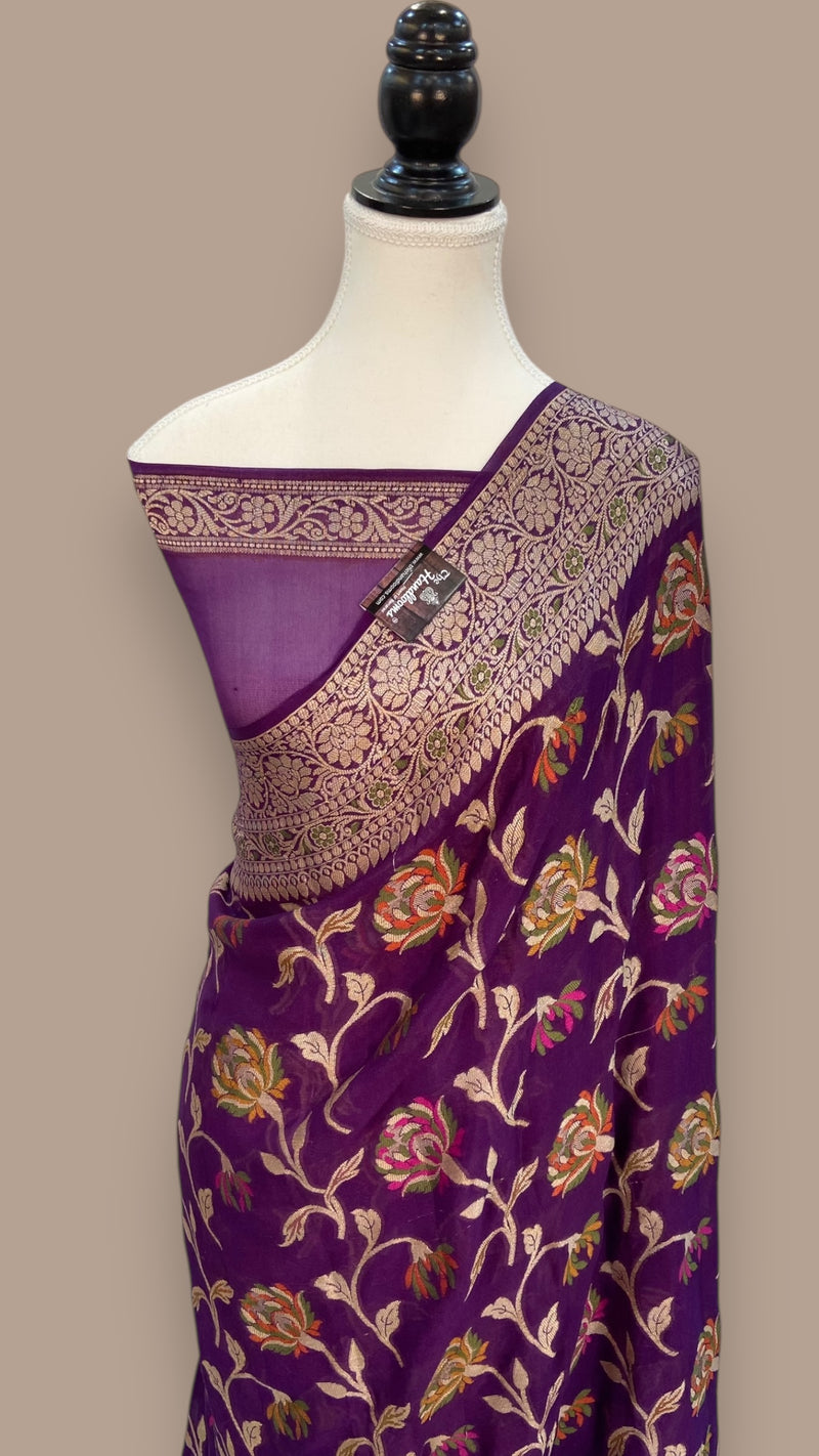 Pure Chiffon Khaddi Banarasi Saree - The Handlooms