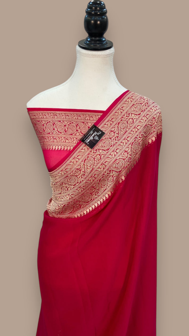 Khaddi Georgette Handloom Banarasi Saree - The Handlooms