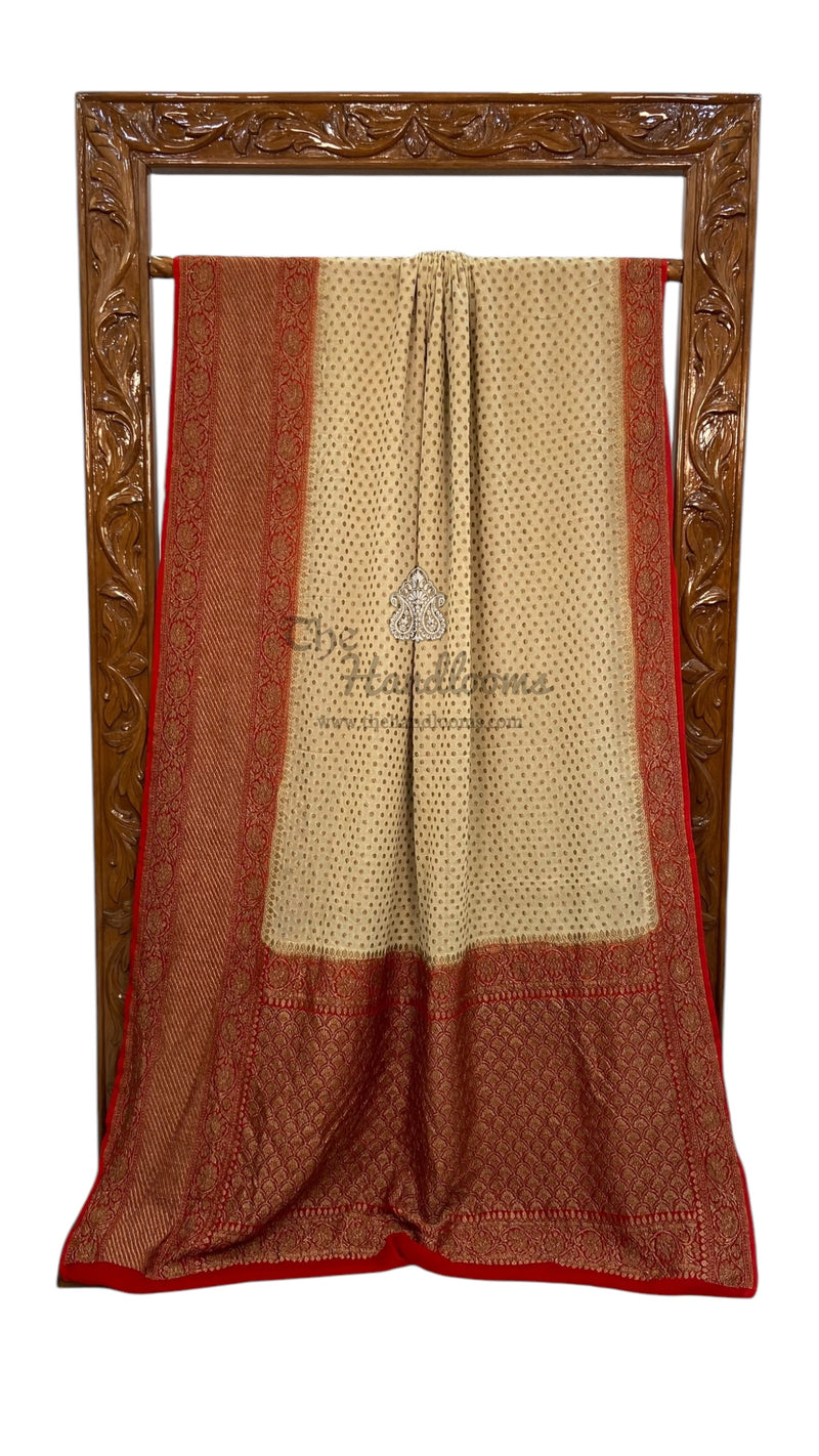 Khaddi Georgette Handloom Banarasi Saree -  Antique zari - The Handlooms