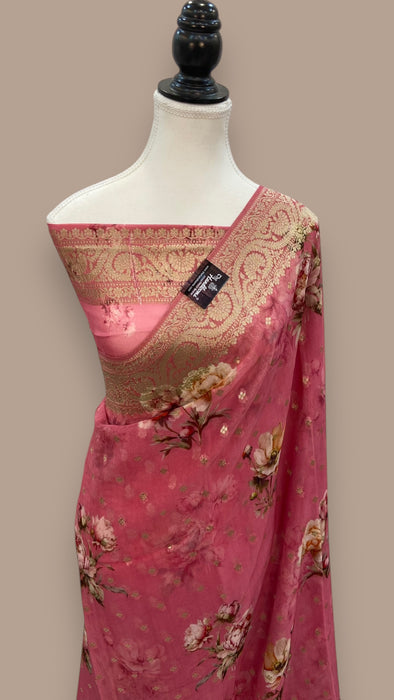 Pure Georgette Banarasi Saree With Digital Print