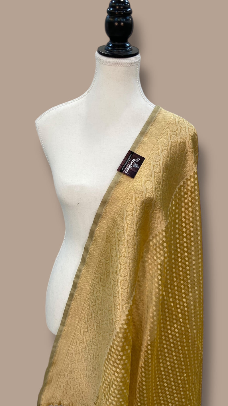 Pure Tissue Reshmi Zari Banarasi Brocade Handloom Dupatta - The Handlooms