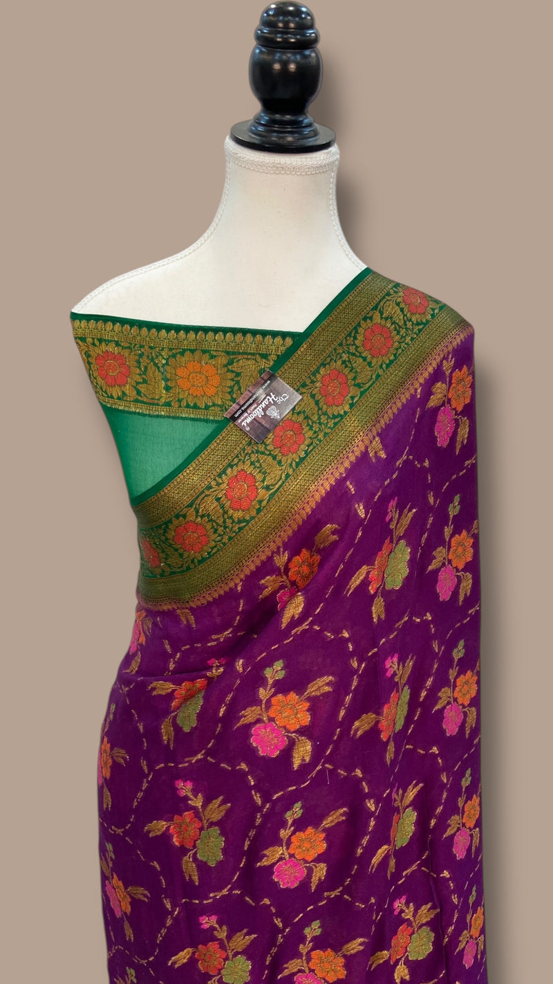 Pure Chiffon Khaddi Banarasi Saree - The Handlooms