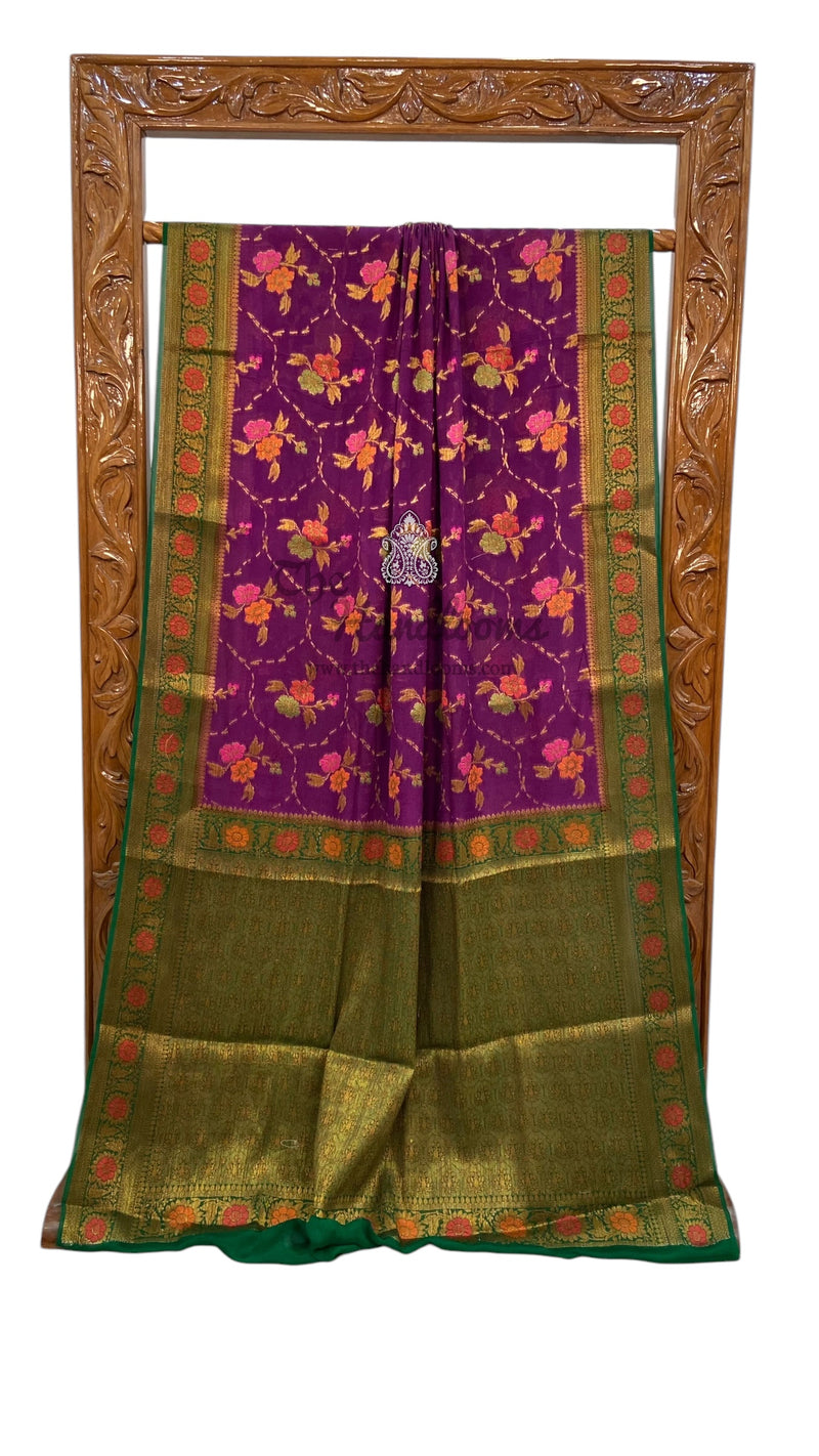 Pure Chiffon Khaddi Banarasi Saree - The Handlooms