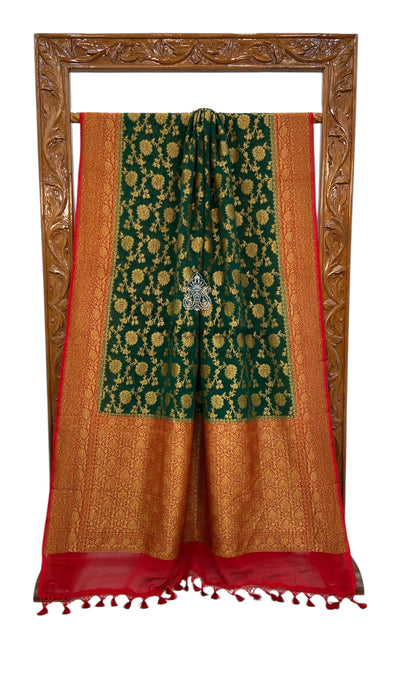 Khaddi Georgette Handloom Banarasi Saree -  Antique zari