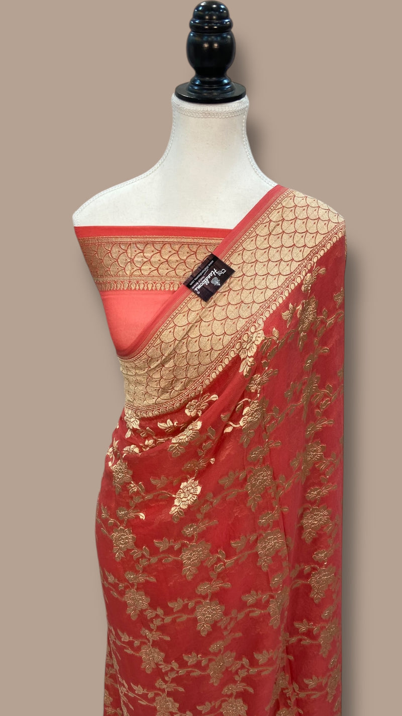 Khaddi Georgette Handloom Banarasi Saree - The Handlooms