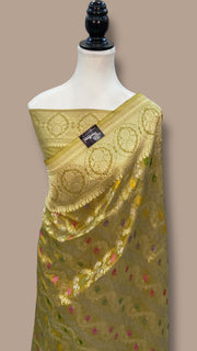 Ektara Pure Katan Silk Banarasi Handloom Saree - All over kadiyal Jaal work - The Handlooms