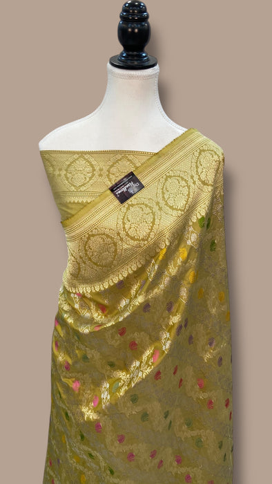 Ektara Pure Katan Silk Banarasi Handloom Saree - All over kadiyal Jaal work