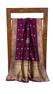 Pure Katan Silk Banarasi Handloom Saree - All over Sona Roopa Kadua motifs - The Handlooms